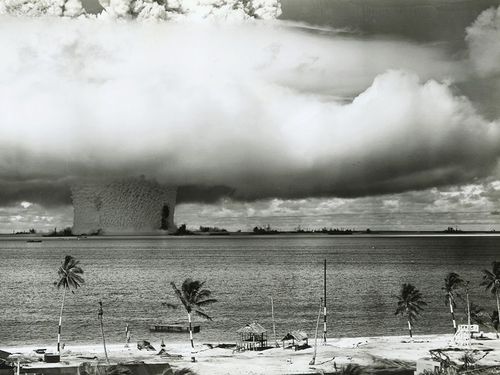 A photograph taken by the US Navy of the atomic bomb dropped on the Bikini Atoll (photography.nationalgeographic.com)